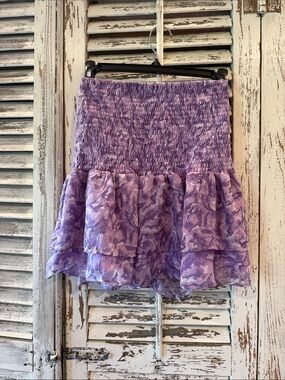 Girls' Lavender Smocked Tiered Ruffle Skirt